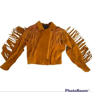 Vintage 90s Rockabilly Dutton Suede Fringe Leather Western Cowboy Jacket Moto